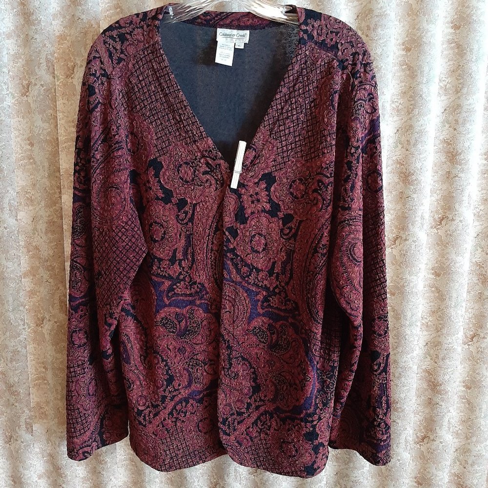 Burgundy/black soft jacket Coldwater Creek size XL
